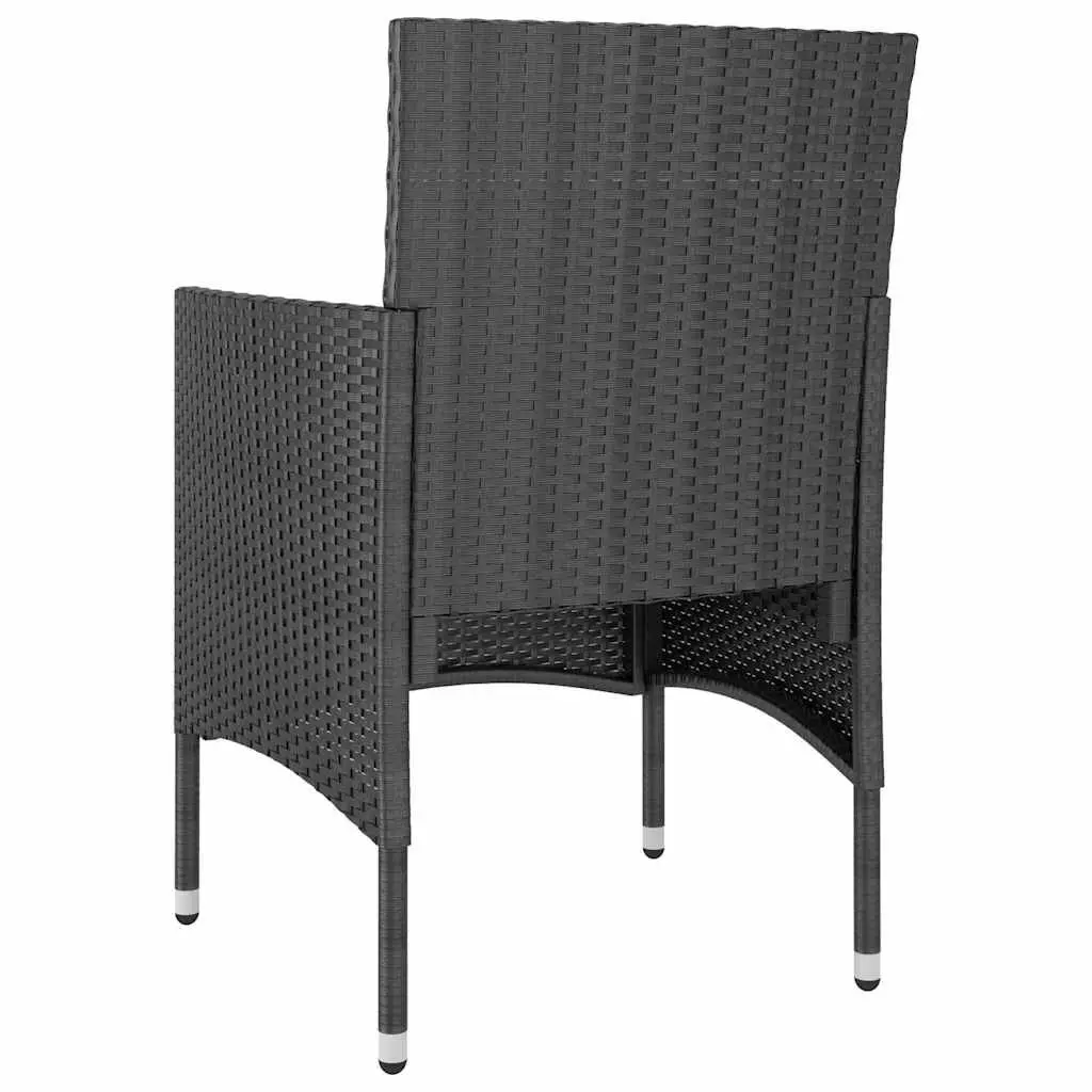 5 Piece Outdoor Dining Set Garden Patio Furniture Black Poly Rattan Chairs Table