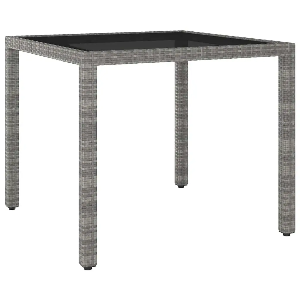 Garden Dining Set 5 Piece Outdoor Rattan Chairs Table Tempered Glass Grey