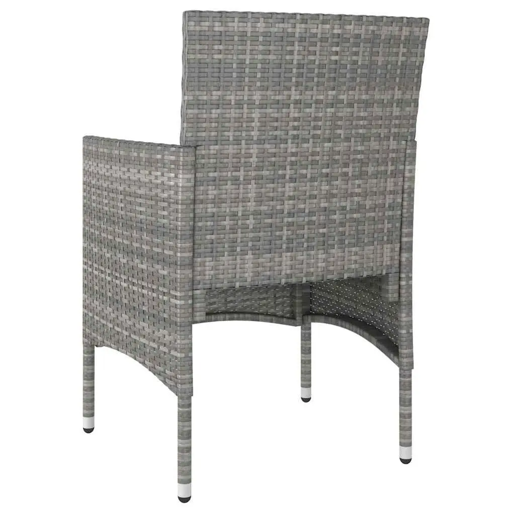 Garden Dining Set 5 Piece Outdoor Rattan Chairs Table Tempered Glass Grey