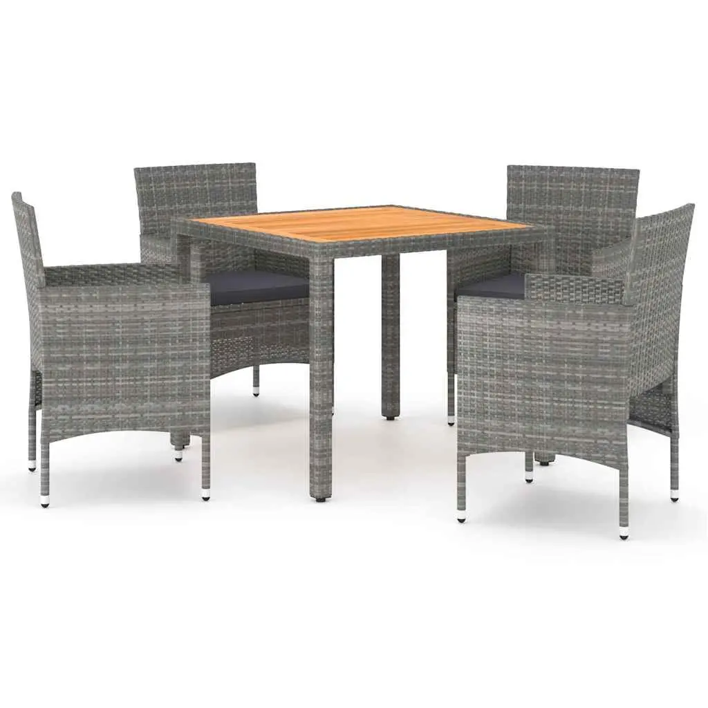 Garden Dining Set 5 Piece Outdoor Furniture PE Rattan Steel Frame Acacia Wood