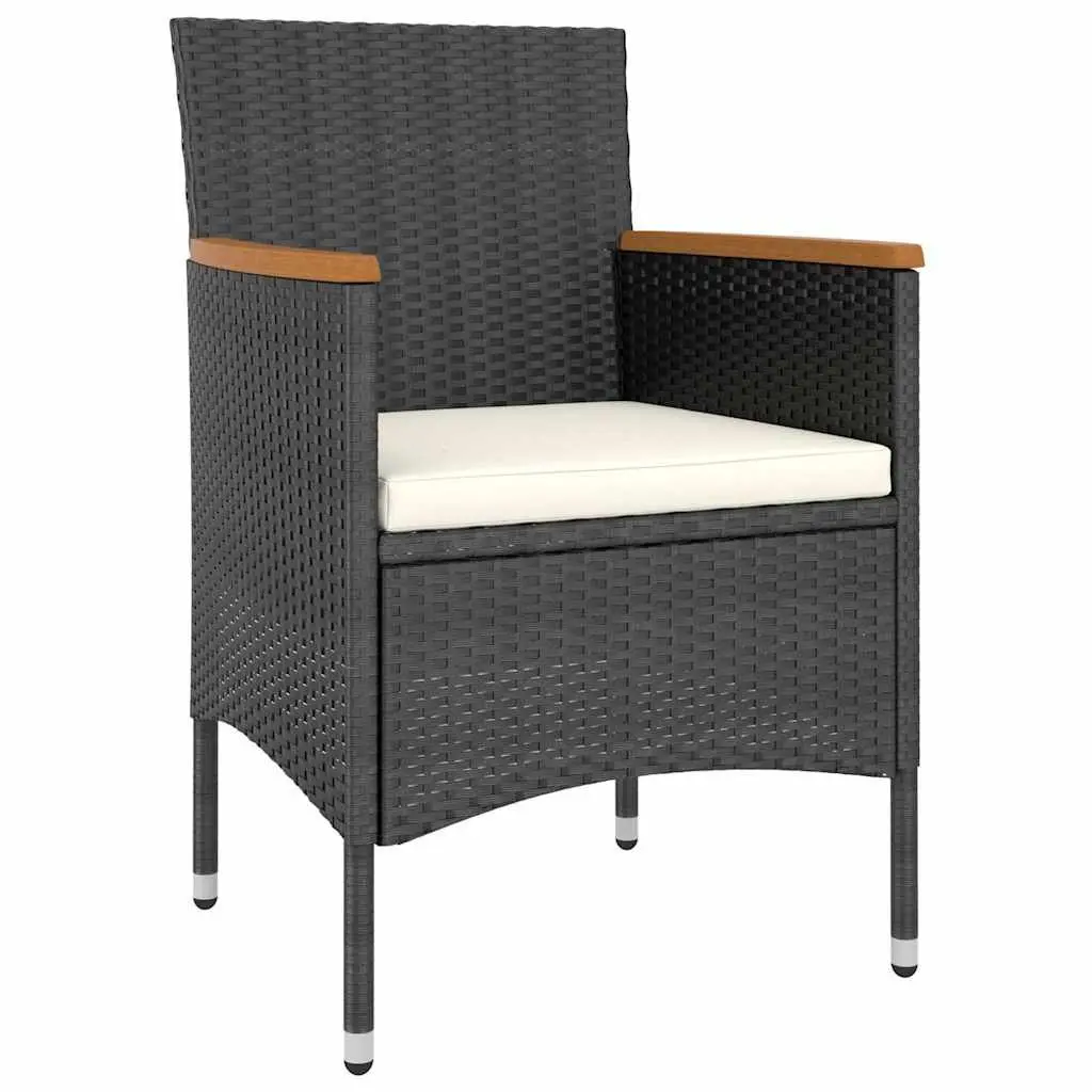 Garden Dining Set 5 Piece Outdoor Furniture Black Rattan Chairs Table Glass Top