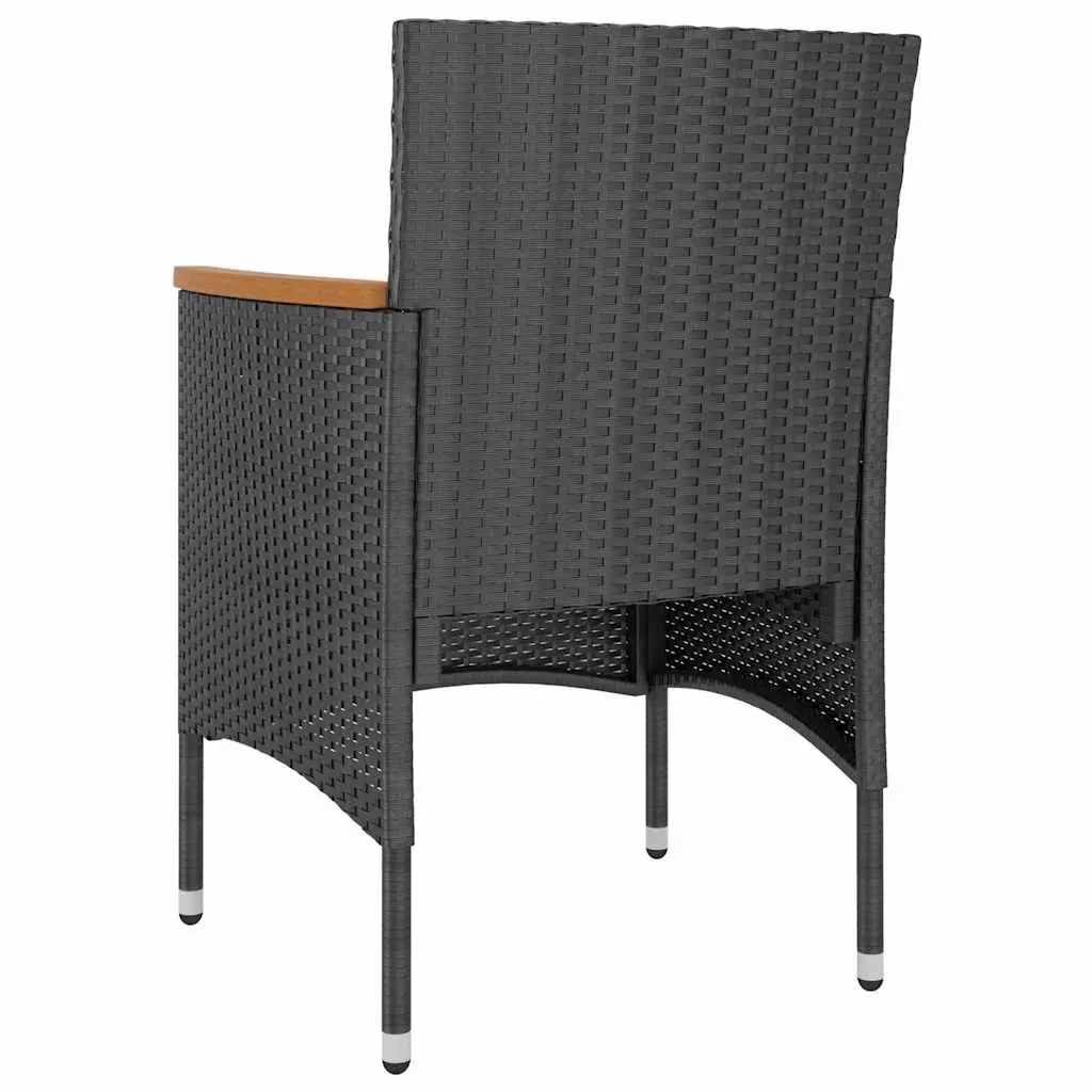 Garden Dining Set 5 Piece Outdoor Furniture Black Rattan Chairs Table Glass Top