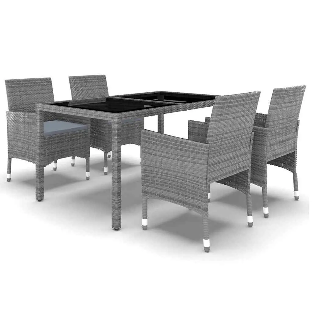 5 Piece Garden Dining Set Outdoor Patio Rattan Table Chairs Grey