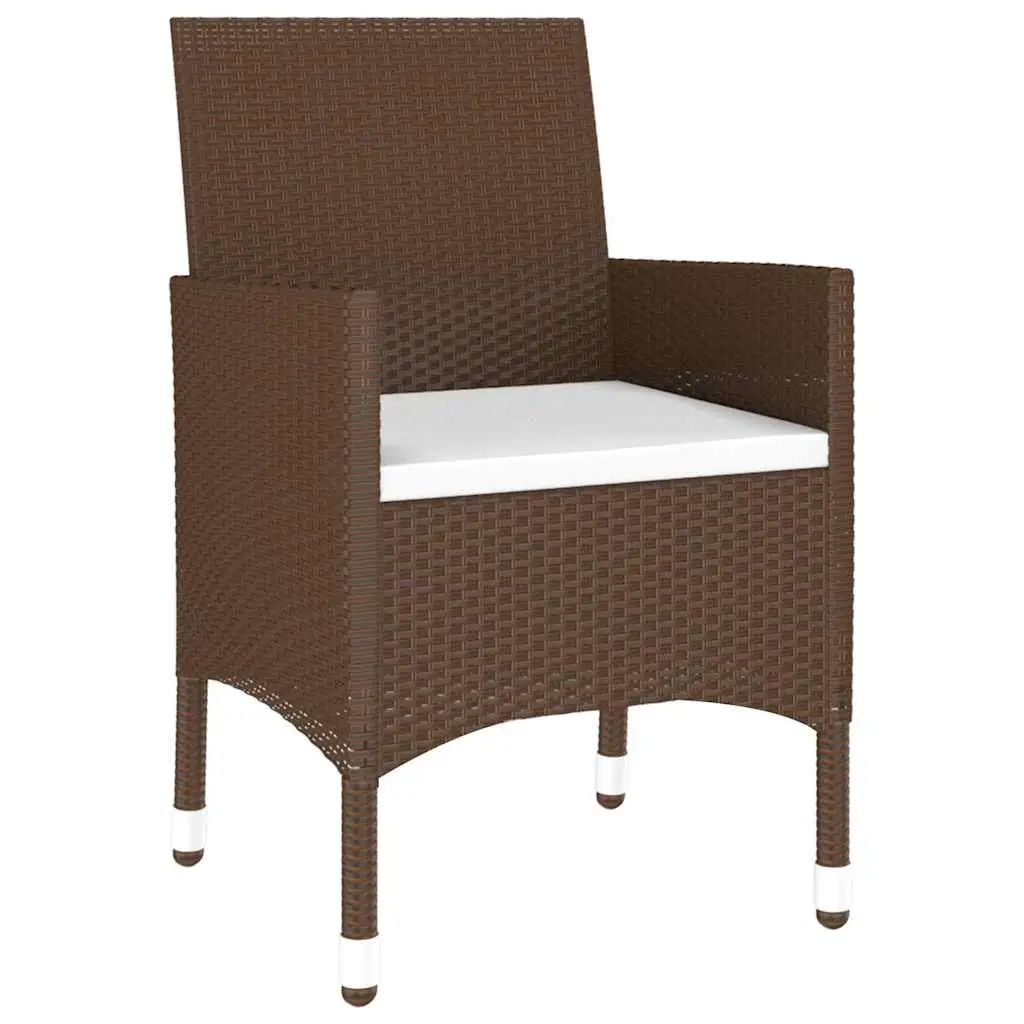 5 Piece Garden Dining Set Outdoor Patio Furniture Brown PE Rattan Glass Table Chairs
