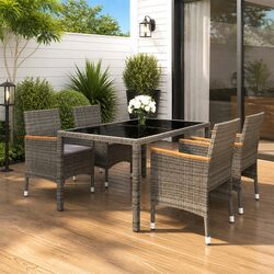 Reliable 5-Piece Garden Dining Set with Grey Rattan Finish