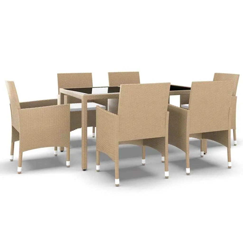 7 Piece Garden Dining Set Outdoor Furniture Patio Dining Beige