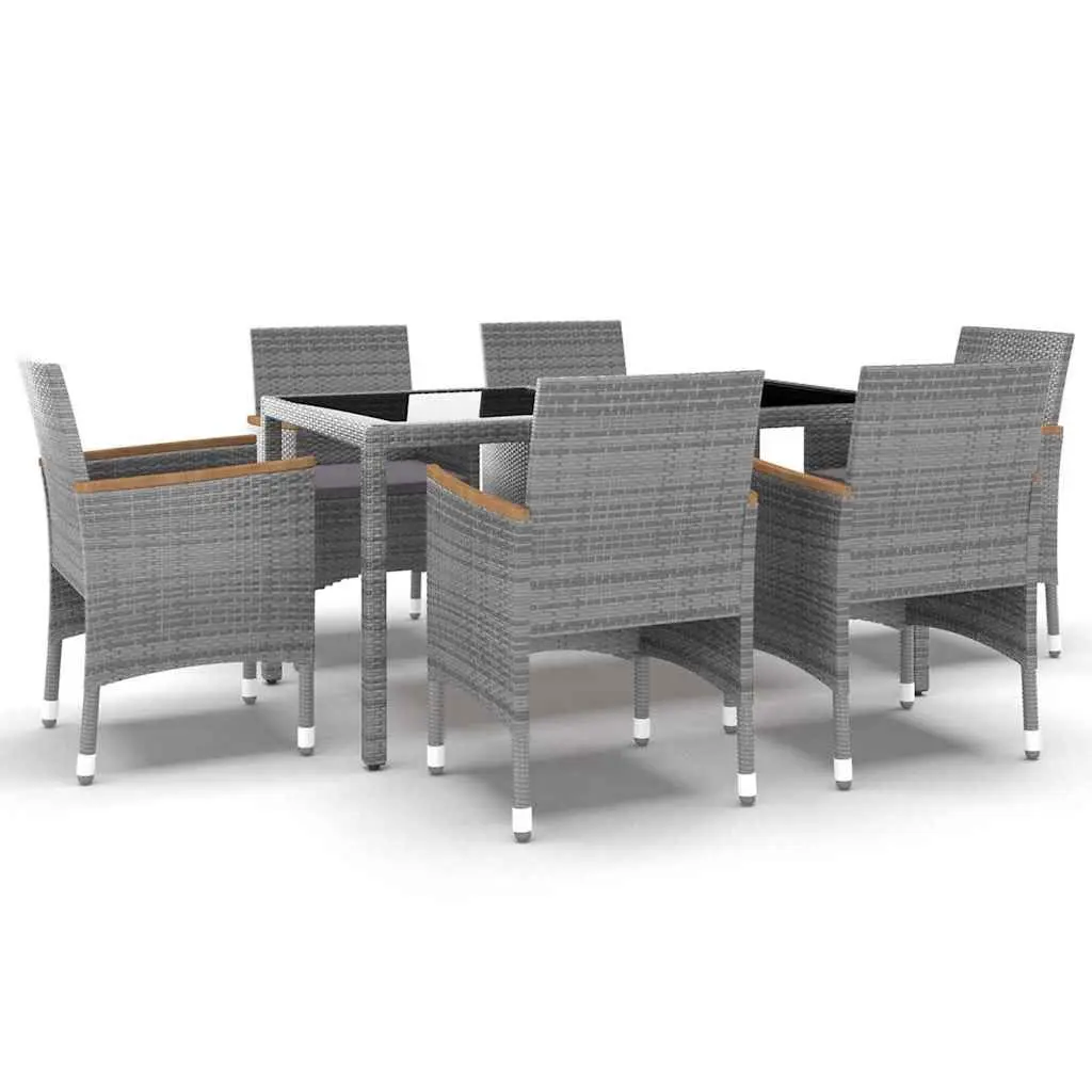 7 Piece Grey Dining Set for Outdoor Spaces
