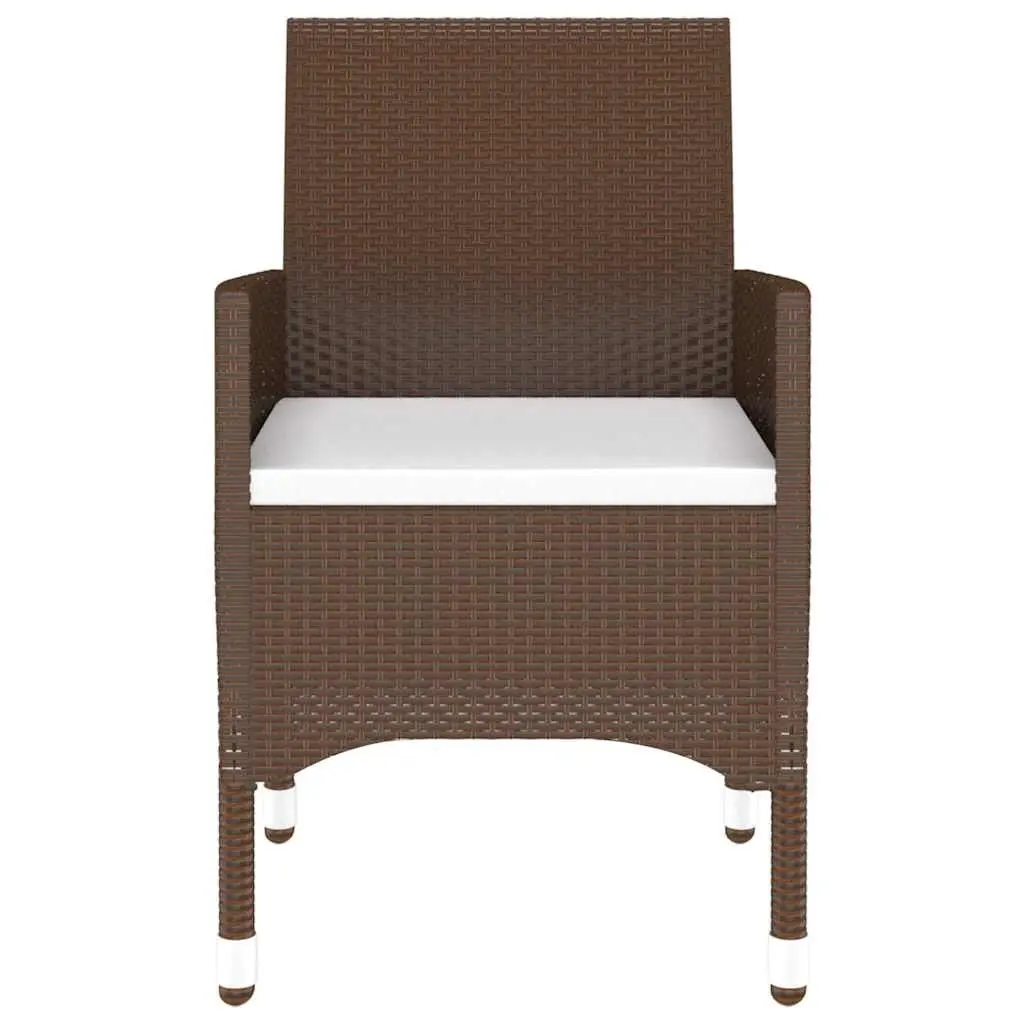 7 Piece Garden Dining Set Outdoor Patio Furniture Brown Poly Rattan Tempered Glass Table Chairs