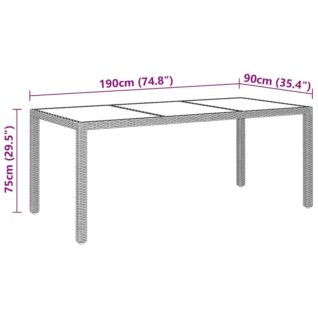 7 Piece Garden Dining Set Outdoor Patio Furniture Grey PE Rattan Tempered Glass