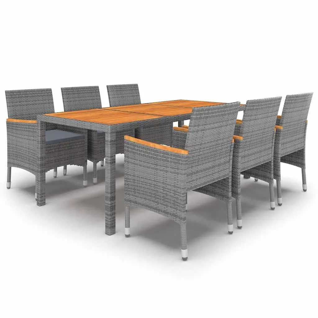 7 Piece Outdoor Dining Set Garden Patio Table Chairs Grey PE Rattan