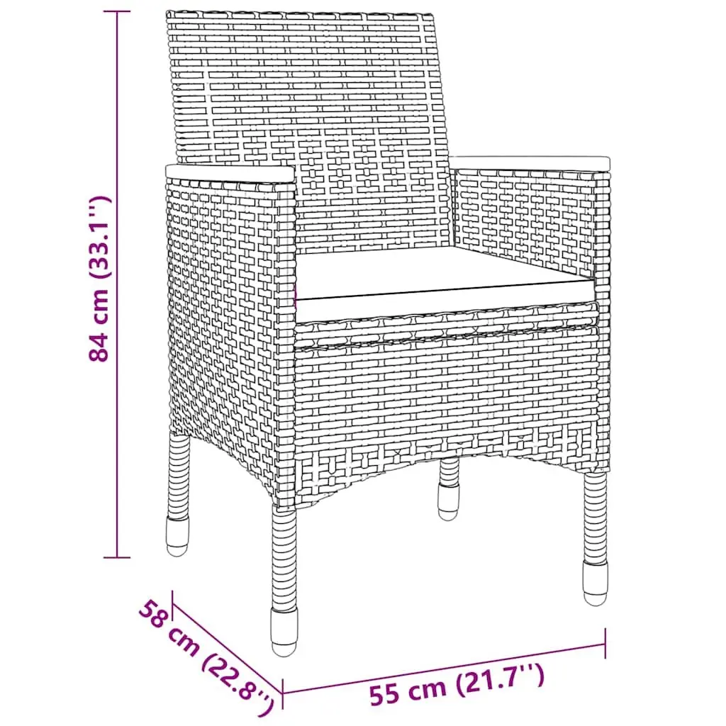 7 Piece Outdoor Dining Set Garden Patio Table Chairs Grey PE Rattan