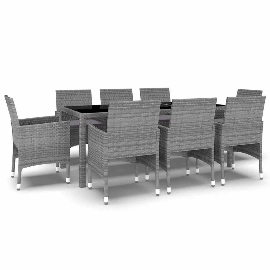 Garden Dining Set 9 Piece Outdoor Patio Furniture Table Chairs Rattan Grey