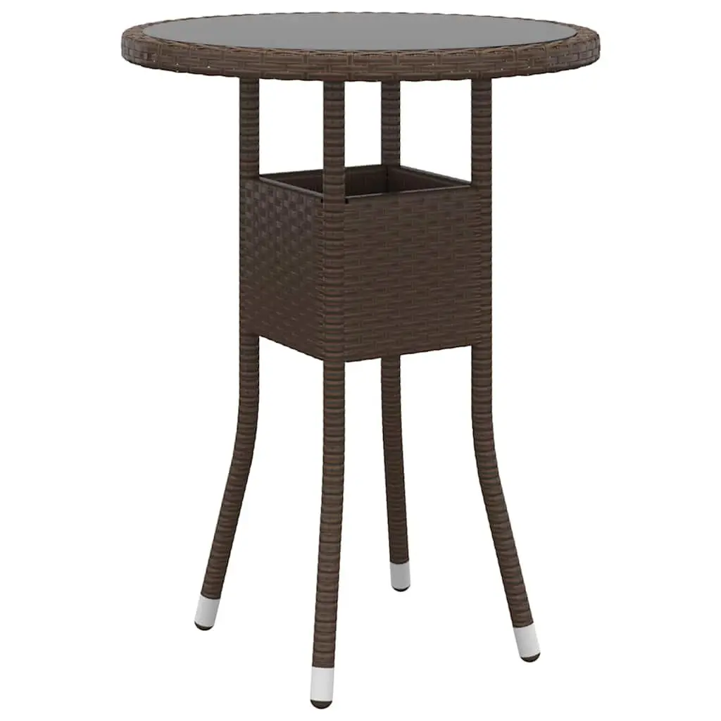 Outdoor Patio Furniture Set 3 Piece Brown Rattan Dining Chairs and Table