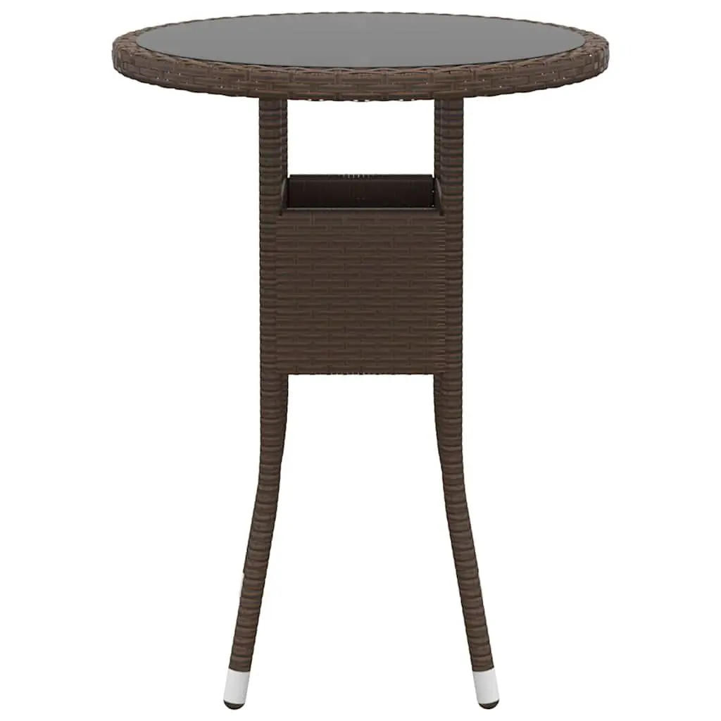 Outdoor Patio Furniture Set 3 Piece Brown Rattan Dining Chairs and Table