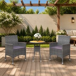 Comfortable Garden Dining Set - 3 Piece Grey Furniture