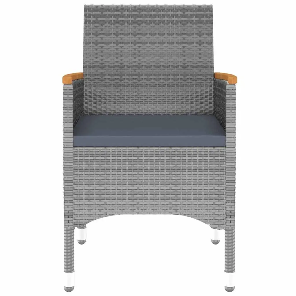 Outdoor Patio Furniture Set 3 Piece Dining Table and Chair Grey Rattan Garden