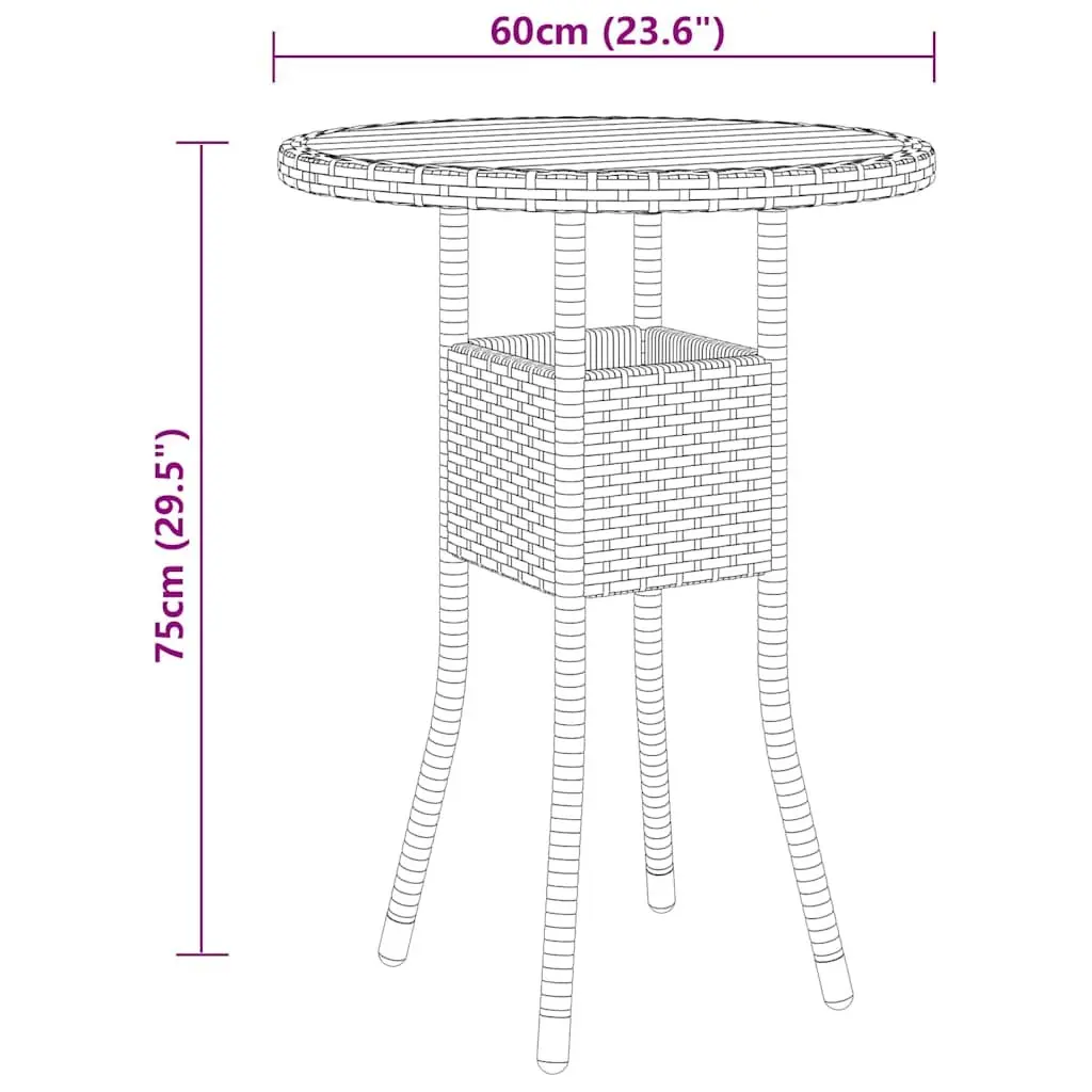 Outdoor Patio Furniture Set 3 Piece Dining Table and Chair Grey Rattan Garden