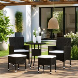 Reliable 5 Piece Black Garden Lounge Set