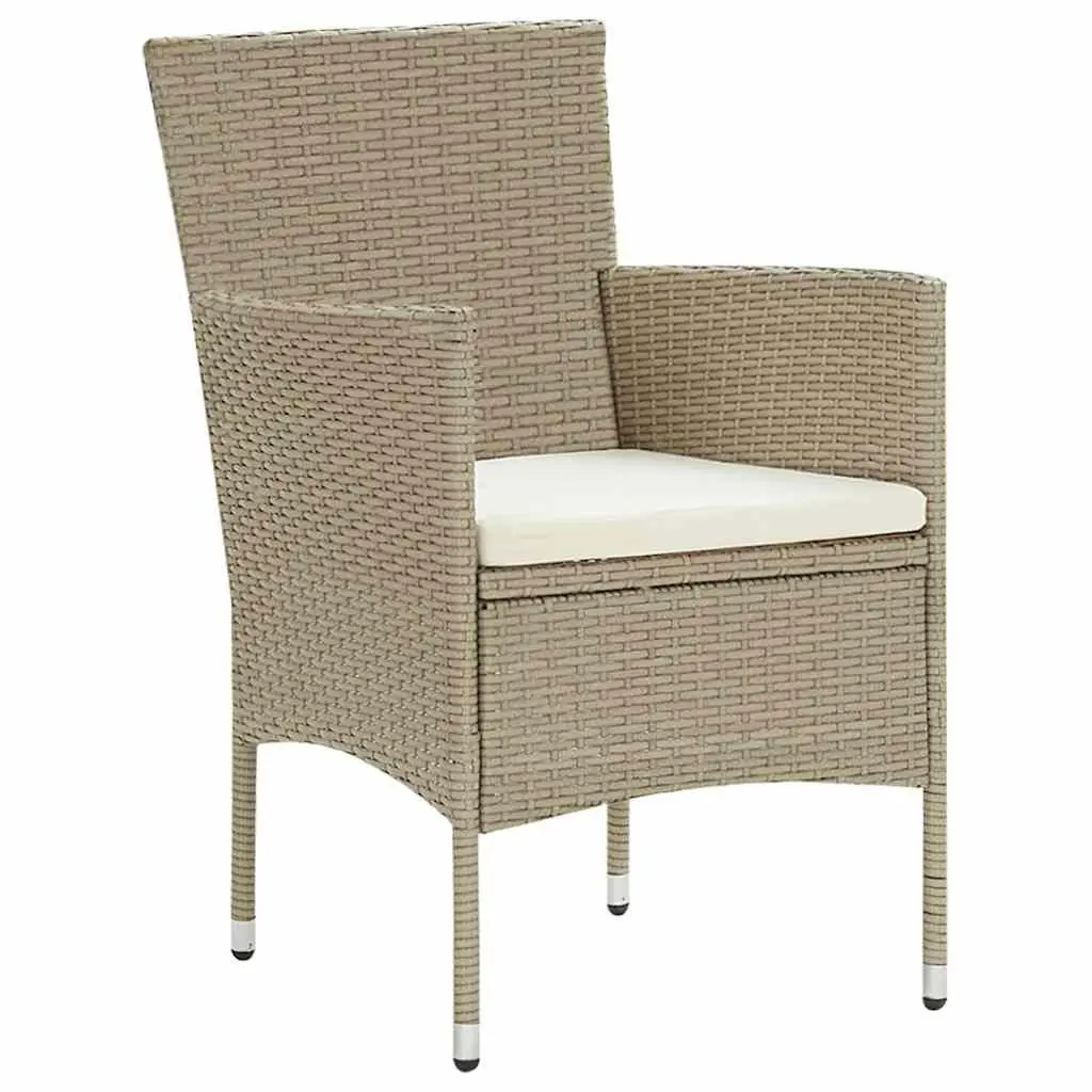 Garden Dining Set 3 Piece Outdoor Furniture Patio Table Chairs Beige