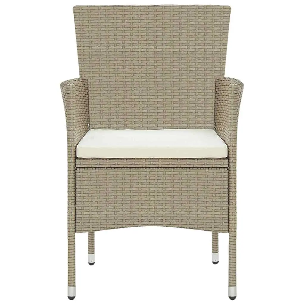 Garden Dining Set 3 Piece Outdoor Furniture Patio Table Chairs Beige