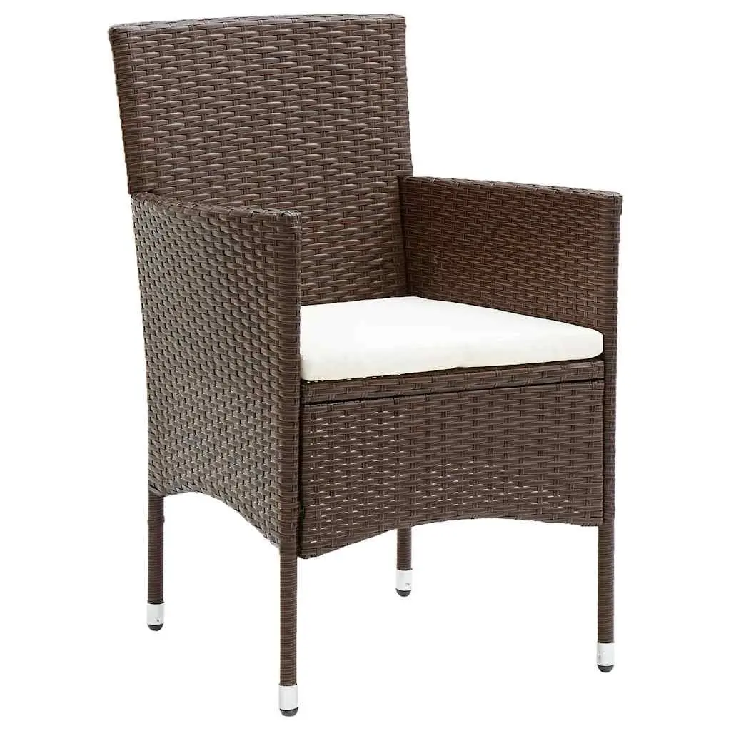 Outdoor Dining Set 3 Piece Garden Patio Furniture Brown Poly Rattan