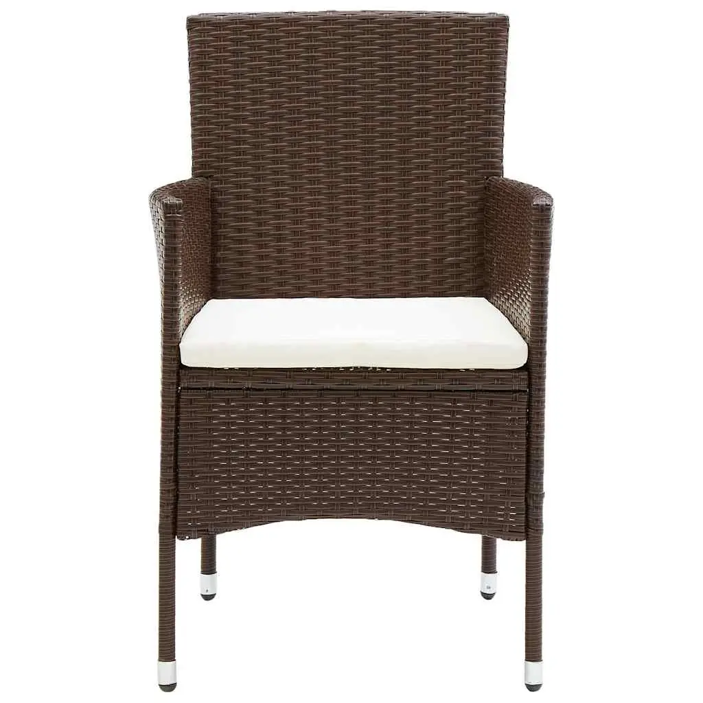Outdoor Dining Set 3 Piece Garden Patio Furniture Brown Poly Rattan