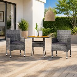 Comfortable 3 Piece Garden Dining Set in Grey