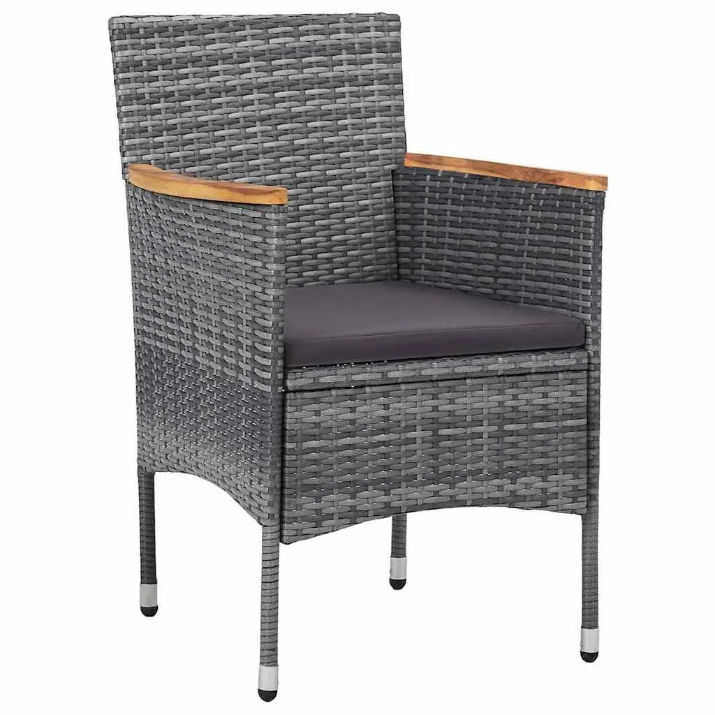Outdoor Dining Set 3 Piece Garden Furniture Grey Poly Rattan Patio Table Chairs