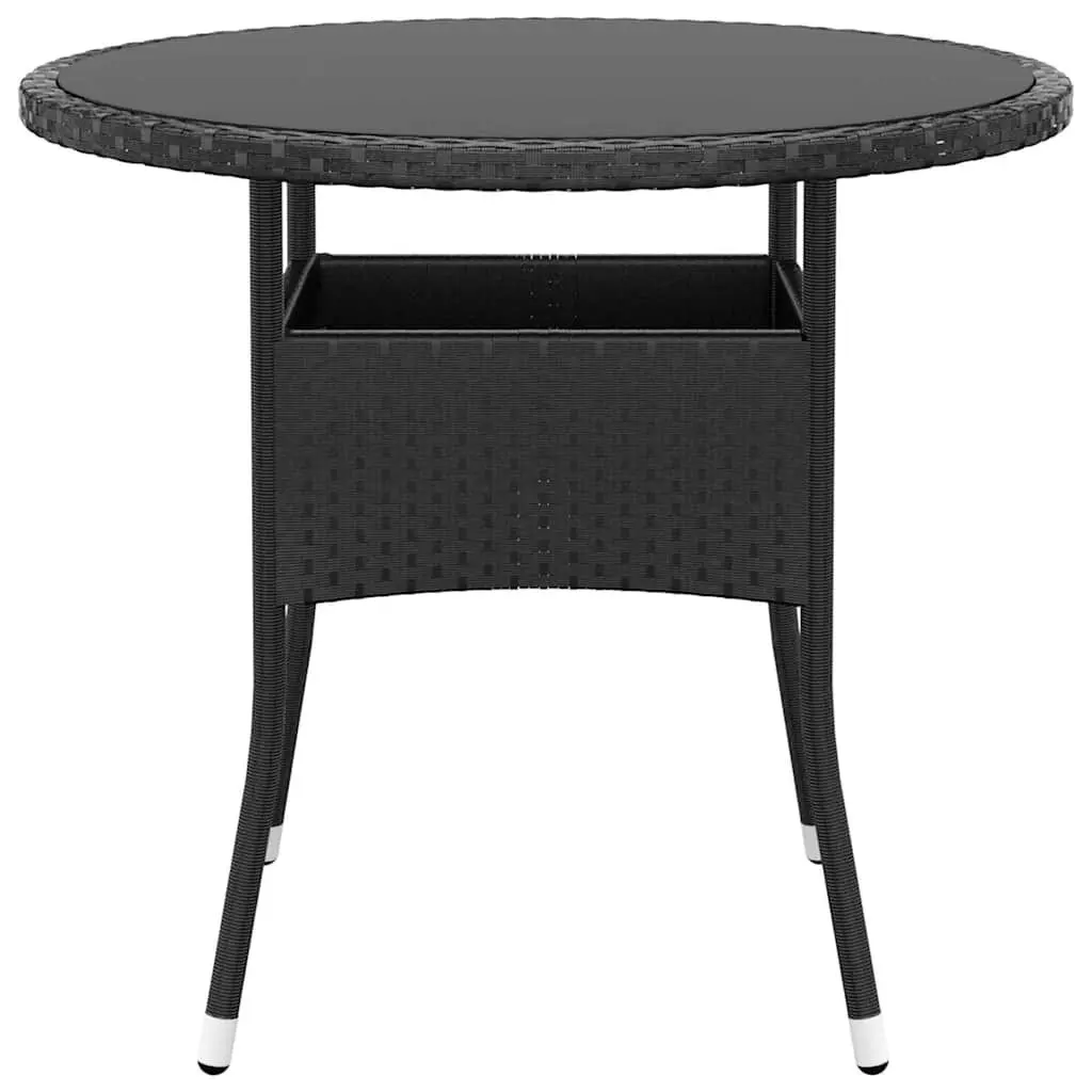 Outdoor Patio Furniture Set 5 Piece Garden Dining Table and Chairs Black Poly Rattan