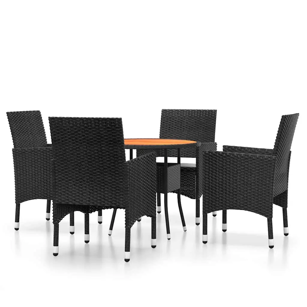 Outdoor Patio Furniture Set 5 Piece Dining Black Rattan Table with Cushions