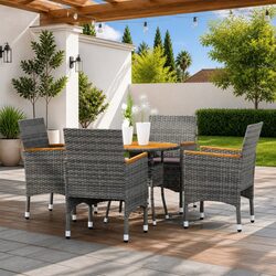 Comfortable 5 Piece Garden Dining Set in Grey