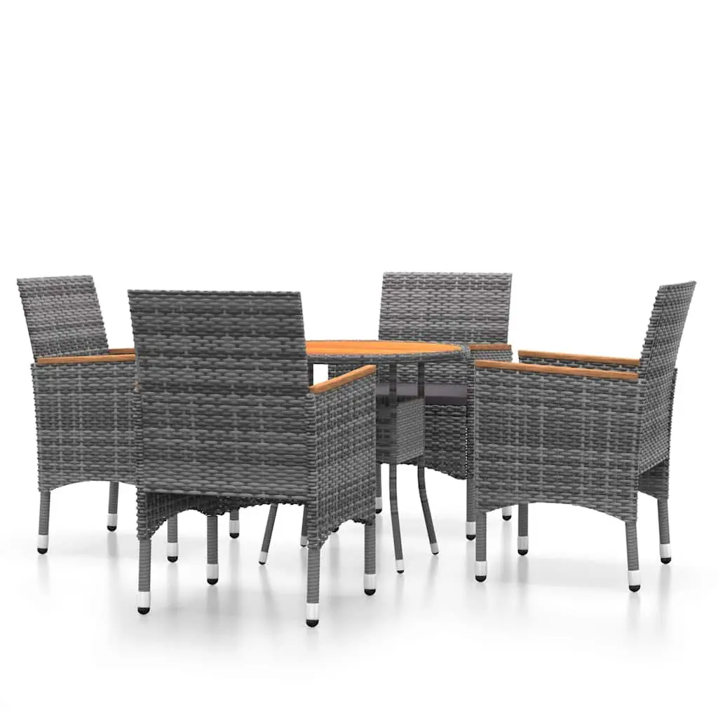 Outdoor Dining Set Garden Furniture 5 Piece Grey Poly Rattan Table Chairs