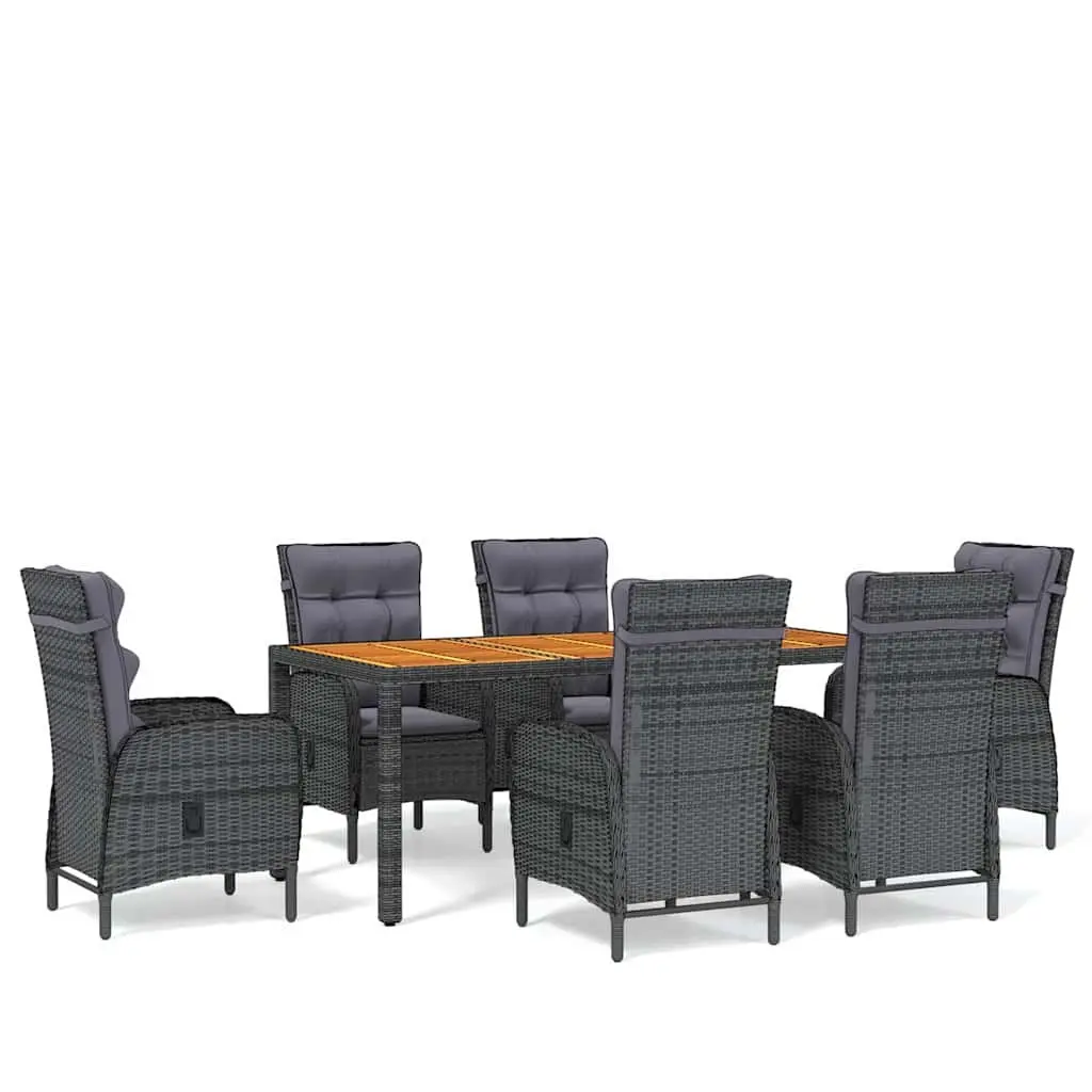 Garden Dining Set 7 Piece Outdoor Furniture Poly Rattan Chair Table Grey Patio