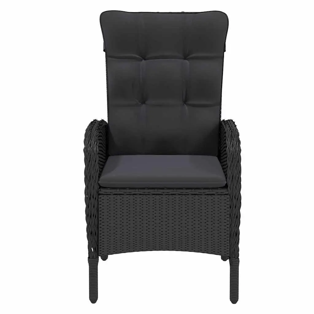 3 Piece Outdoor Dining Set Patio Furniture Steel Frame PE Rattan Black