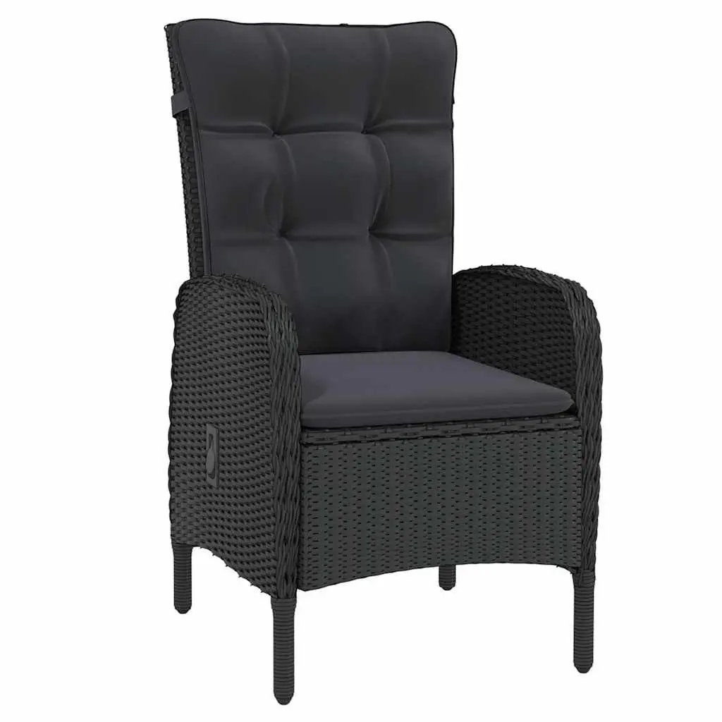 5 Piece Garden Dining Set Outdoor Furniture Dining Table Chairs Steel Frame PE Rattan Black