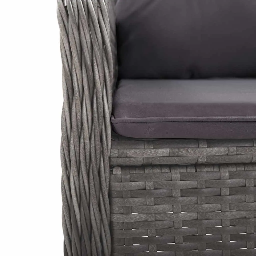 Garden Dining Set Outdoor Patio Furniture 3 Piece Grey Poly Rattan Glass Table