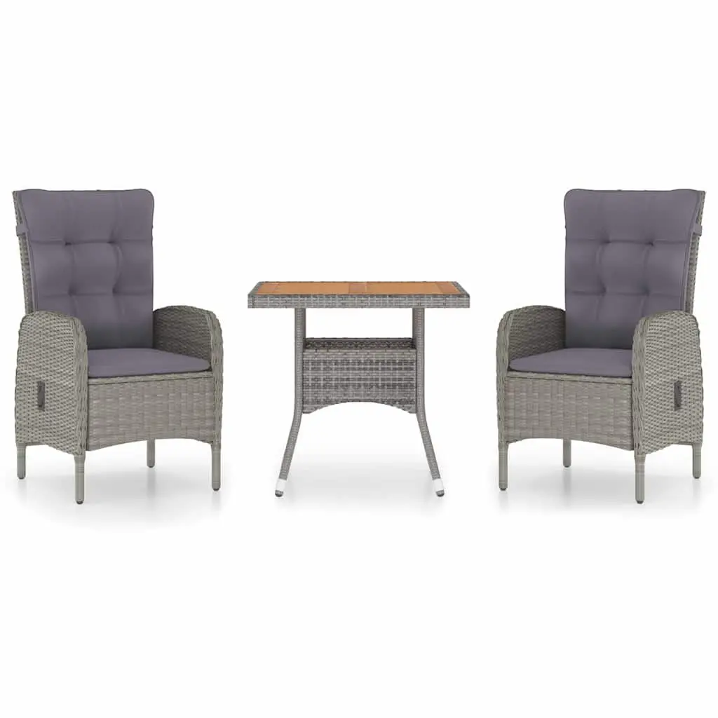 Garden Dining Set Outdoor Furniture 3 Piece Grey Patio Table Chairs
