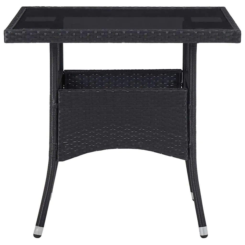 5 Piece Outdoor Dining Set Black Poly Rattan Glass Table