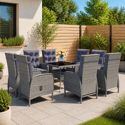 Reliable 9 Piece Grey Dining Set for Your Garden