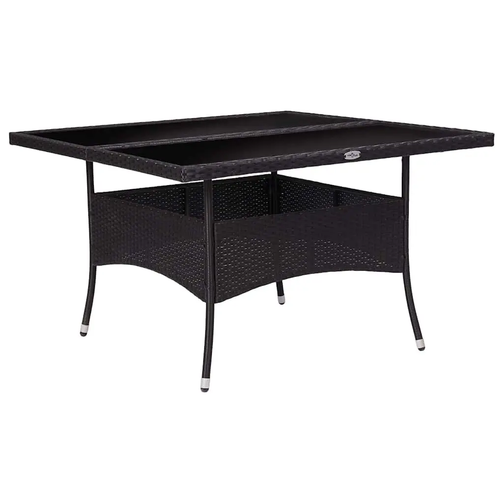 9 Piece Outdoor Dining Set Garden Patio Rattan Chairs Table Glass Top Black
