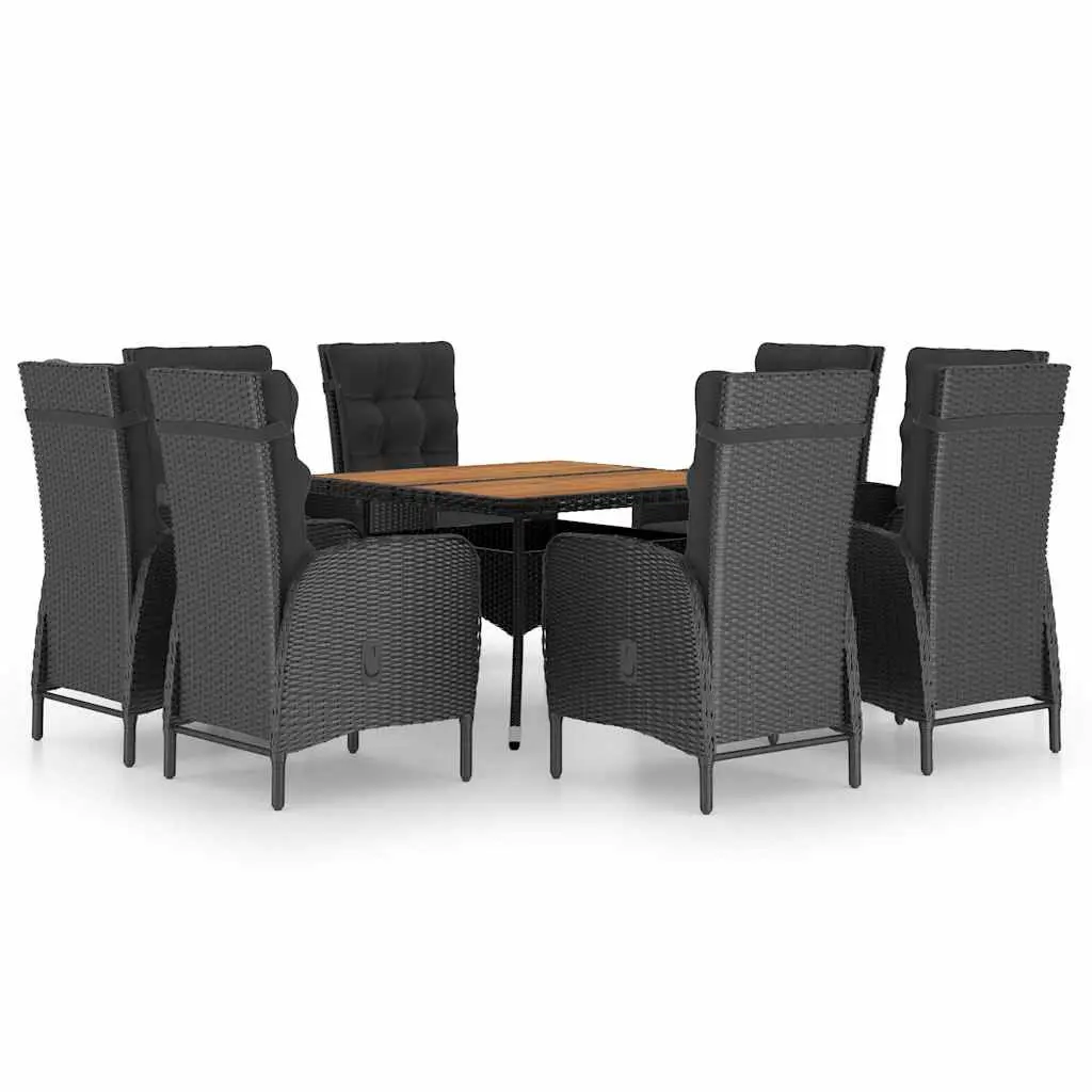 Outdoor Furniture Set 9 Piece Dining Patio Chairs Table Black Rattan