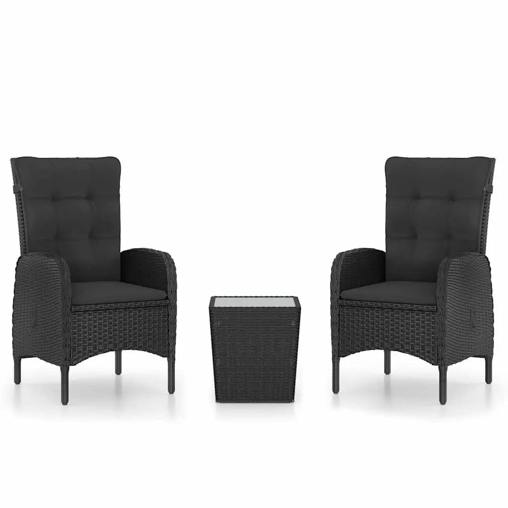 Garden Bistro Set Outdoor Patio Furniture 3 Piece Armchairs Table Black
