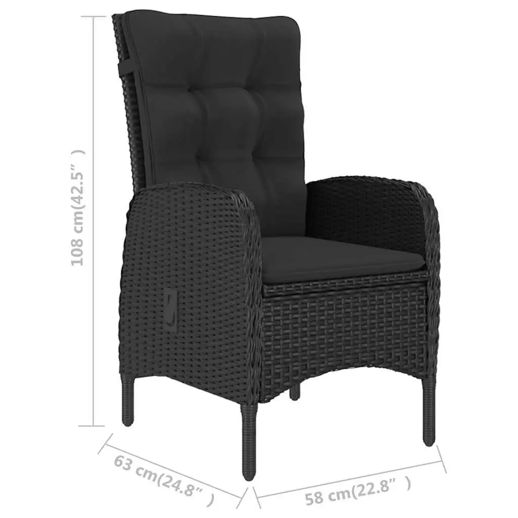 Garden Bistro Set Outdoor Patio Furniture 3 Piece Armchairs Table Black