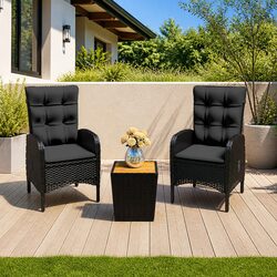 Comfortable Black Bistro Set - 3 Piece Outdoor Set