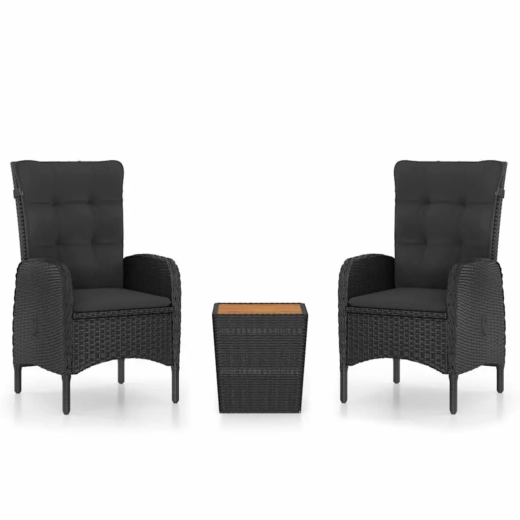 Garden Bistro Set 3 Piece Outdoor Furniture Patio Black