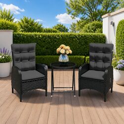 Practical Outdoor Bistro Set with Cushions - 3 Pieces
