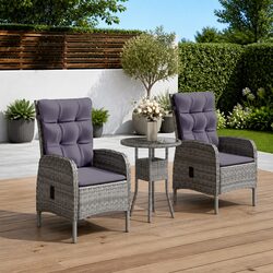 Comfortable Grey Bistro Set for Outdoor Enjoyment