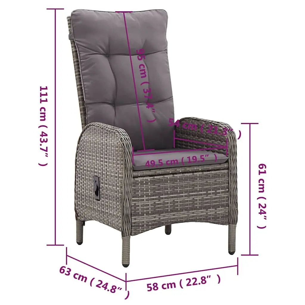 3 Piece Garden Bistro Set Outdoor Patio Furniture Grey Chairs Table