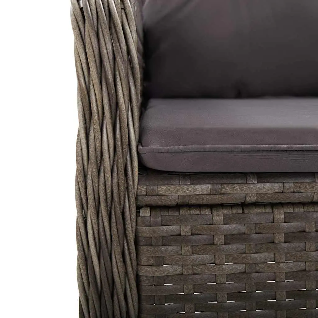 3 Piece Garden Bistro Set Outdoor Patio Furniture Armchair Grey