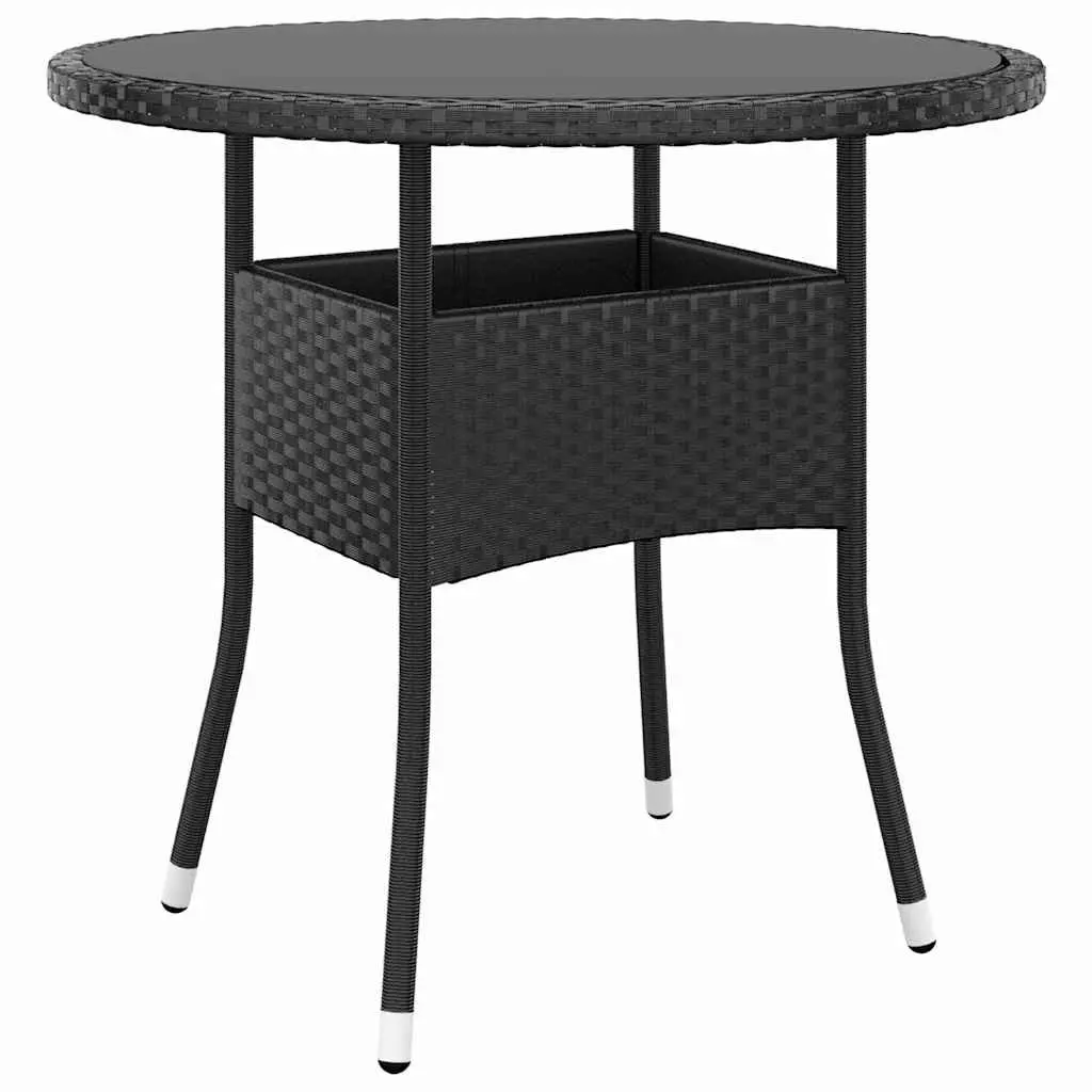 3 Piece Garden Bistro Set Outdoor Furniture Black Poly Rattan Chairs Table